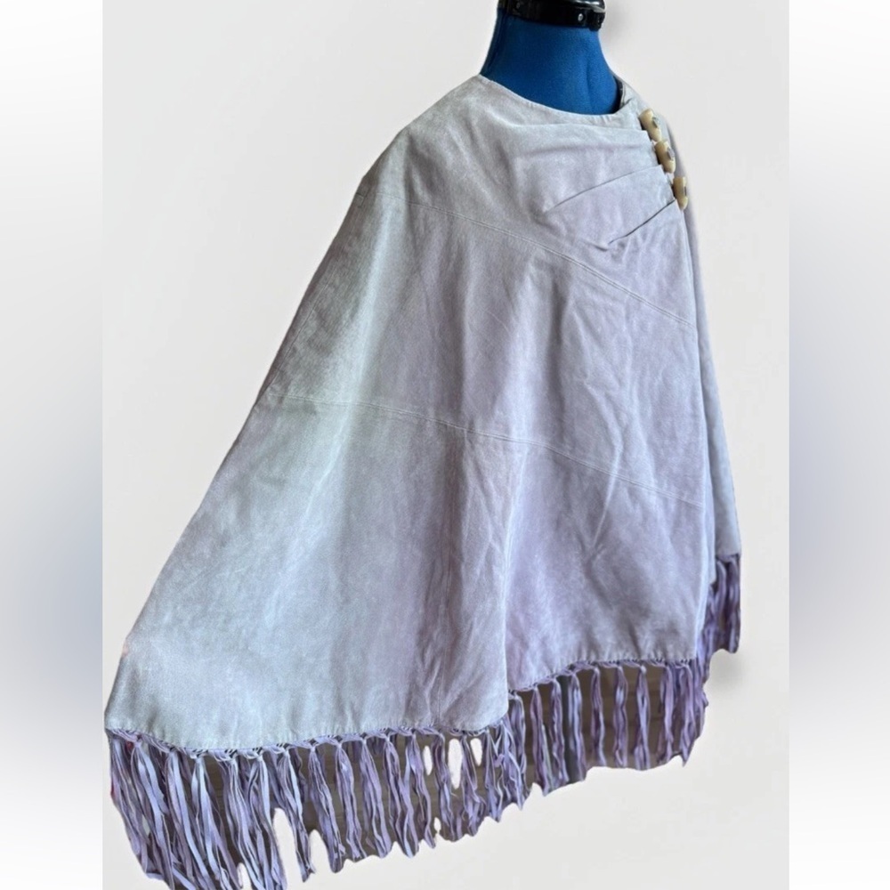 Vintage Terry Lewis Classic Luxuries Cape Fringe Poncho Leather Western *Flaws - Picture 9 of 12